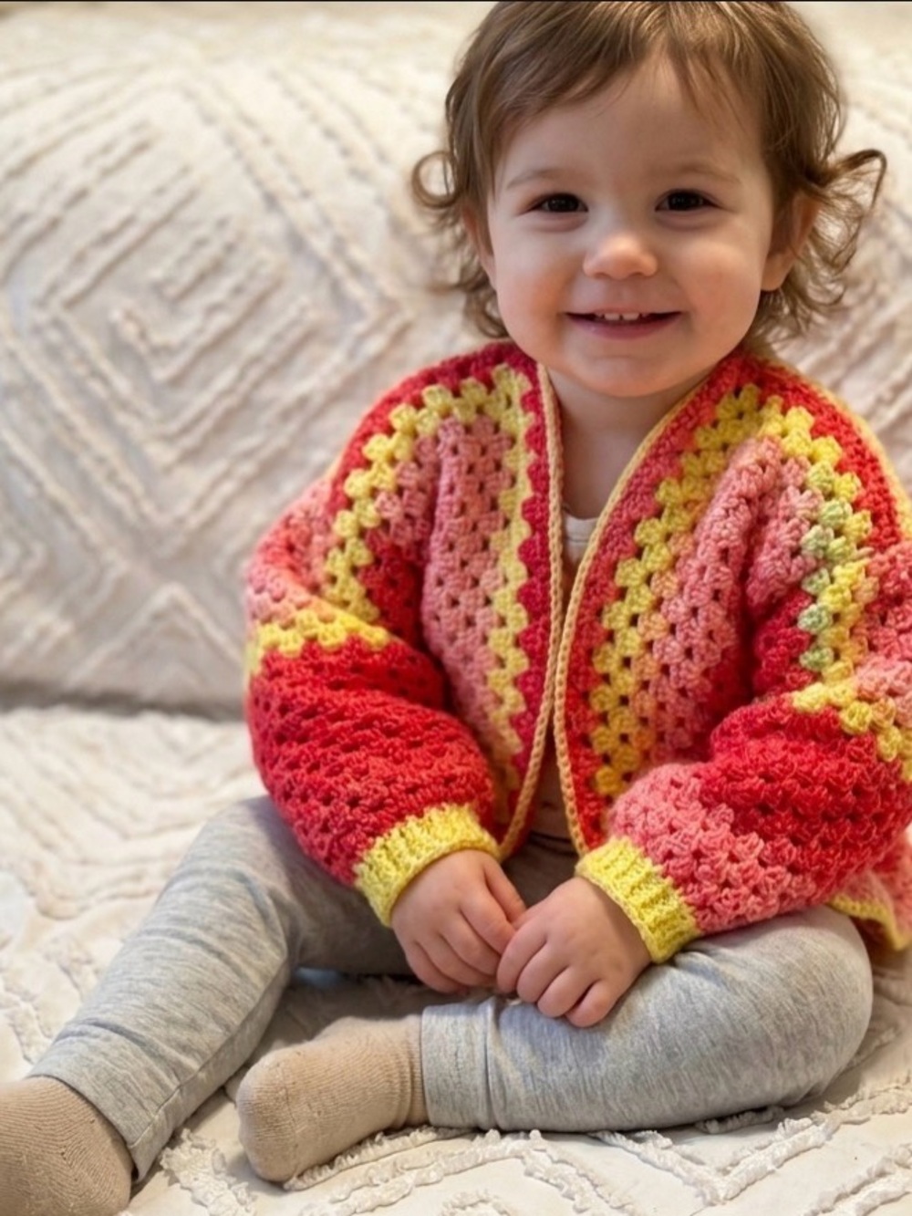 Handmade Multicolor Crochet Cardigan Sweater for Kids